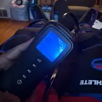 Air-C Compression Massager customer photo shared by reviewer traveling with the device